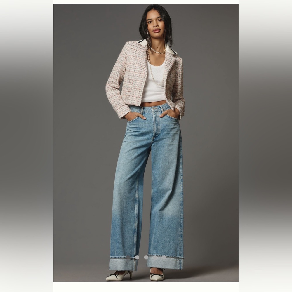 Agolde Dame Washed Light Blue Wide-Leg High-Rise Jeans